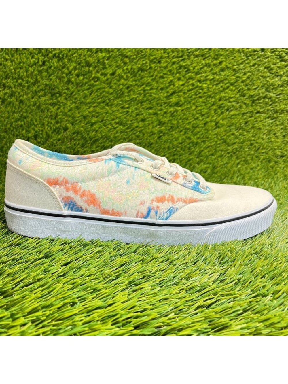 Vans Atwood Tie Dye Mens Size 11.5 Ivory Blue Athletic Skateboard Shoes Sneakers